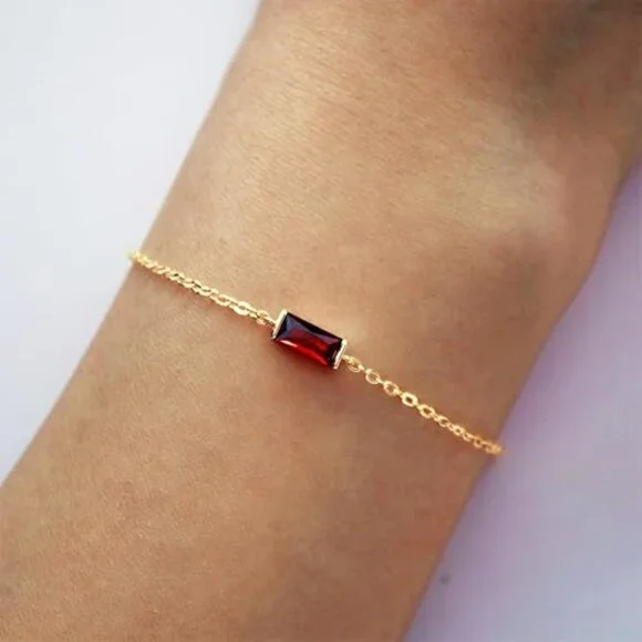 NEW January Birthstone 14K Gold Plated Chain Bracelet - Picture 3 of 4